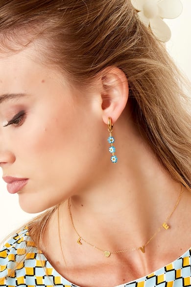 Blaue Gänseblümchen-Ohrringe – #summergirls-Kollektion Goldfarbe Edelstahl h5 Bild2